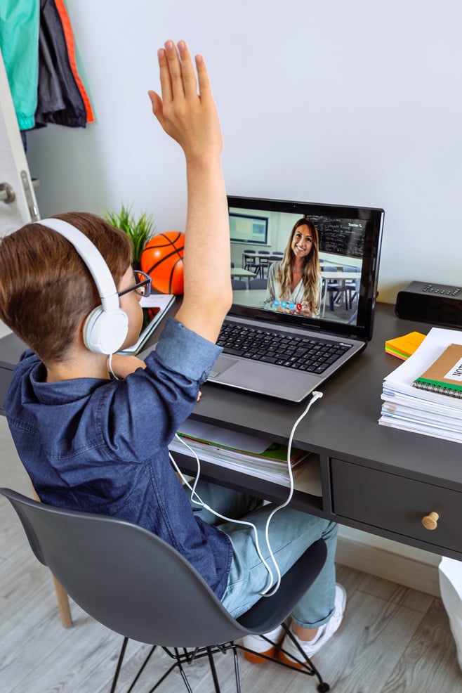 Boy Attending an Online Class 